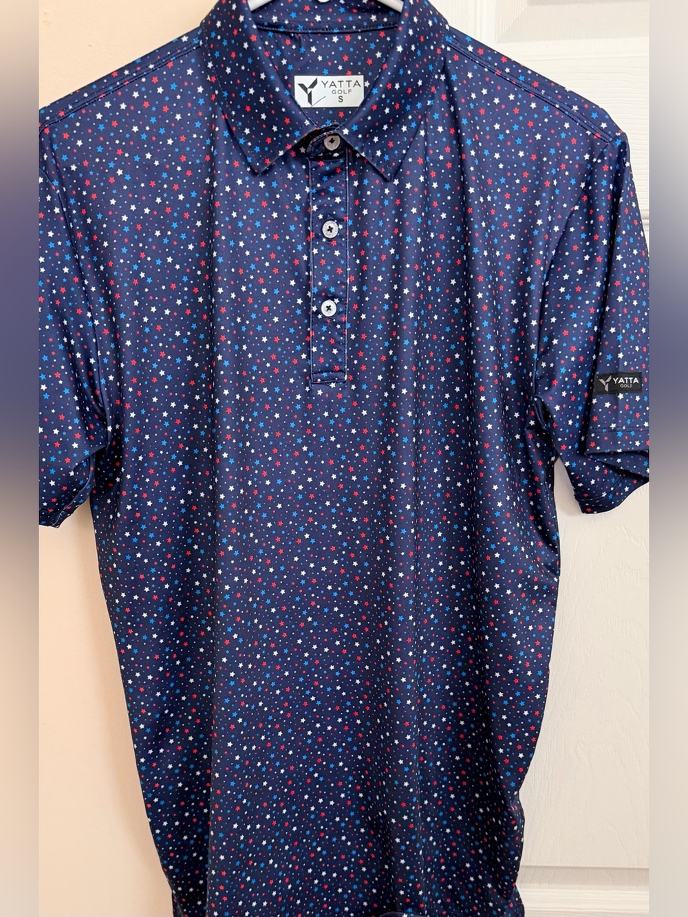 Yatta Golf Star Print Multicolor Men’s S Short Sleeve Polo Shirt